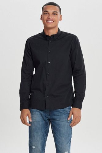 Poplin Langarmhemd - schwarz - Mann - Only & Sons - Modalova