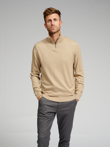 Basic Strick hohe Reißverschluss - Beige - Mann - TeeShoppen - Modalova