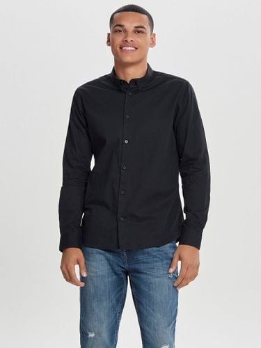 Poplin Langarmhemd - schwarz - Mann - Only & Sons - Modalova