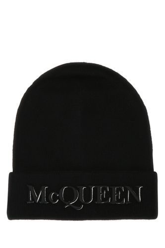 Black cashmere beanie hat - ALEXANDER MCQUEEN - Modalova