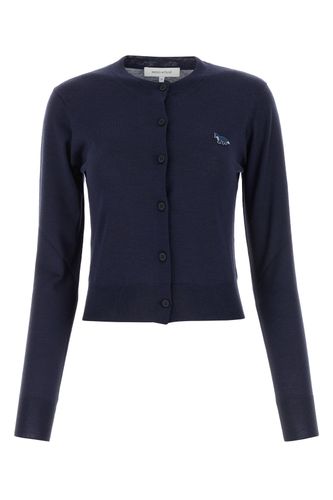Navy wool cardigan - MAISON KITSUNE - Modalova