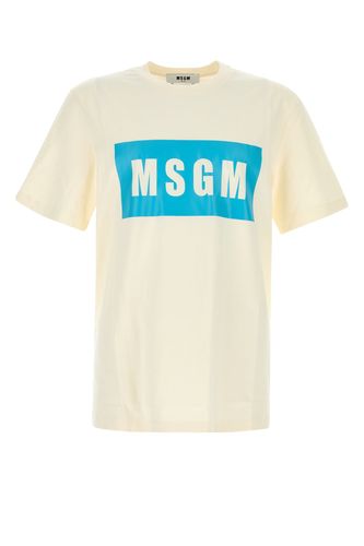 MSGM Cream cotton t-shirt - MSGM - Modalova