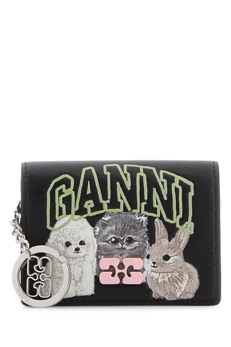 GANNI Black leather coin purse - GANNI - Modalova