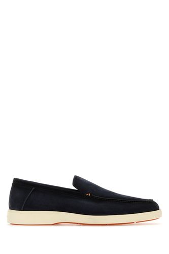 Navy suede Botanist loafers - SANTONI - Modalova
