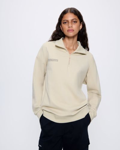 Womens DNA Double Jersey Half Zip Sweatshirt—maitake beige - PANGAIA - Modalova