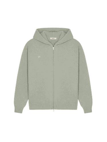 Mens DNA Recycled Cashmere Zipped Hoodie—moss - PANGAIA - Modalova