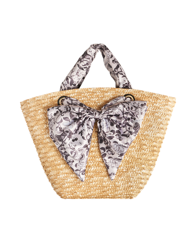 Tree Of Life Monochrome Raffia Basket Bag | Women's Handbag - Fable England - Modalova