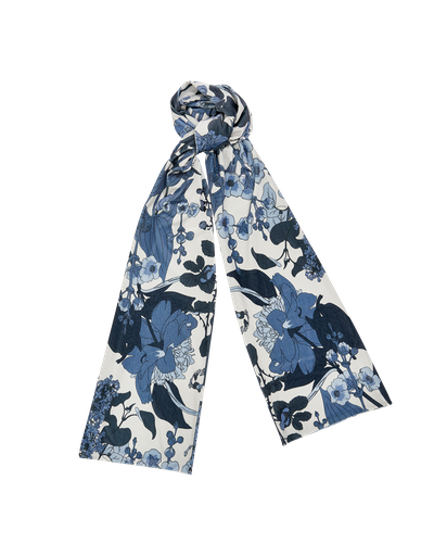 Blue Deco Blooms Tonal Velvet Scarf | Women's Scarf - Fable England - Modalova