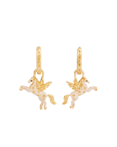 Gold Pegasus Huggie Earrings | Women's Jewellery - Fable England - Modalova