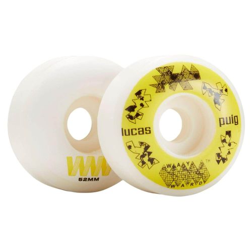 Lucas Puig Funnel Pro Skateboard Wheel - White/Yellow - 52mm - Wayward Wheels - Modalova