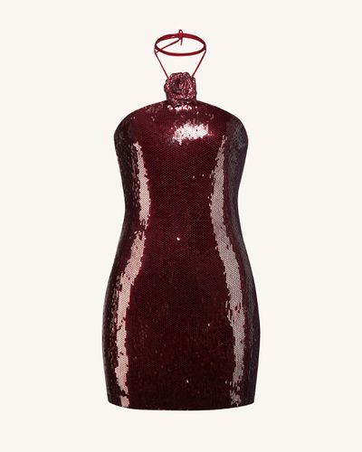 Burgundy Sequinned Halter Mini Dress - Burgundy - JW PEI - Modalova