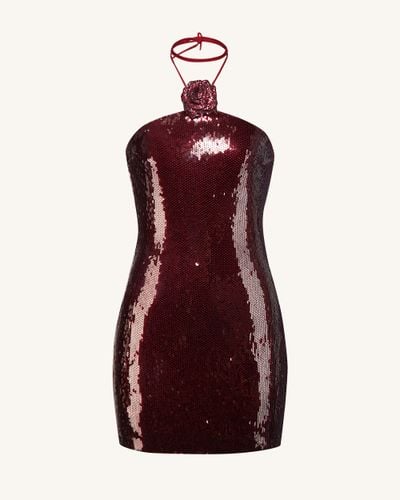 Burgundy Sequinned Halter Mini Dress - Burgundy - JW PEI - Modalova