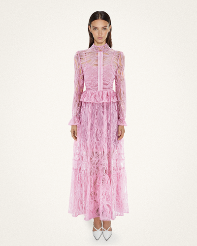 Romantic Lace Long Dress - Pink - JW PEI - Modalova