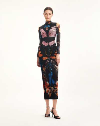 Double-layered Mesh Sheer Butterfly and Beetle Gown - Multicolor - JW PEI - Modalova