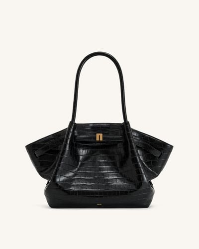 Hana Medium Tote Bag - Black Croc - JW PEI - Modalova