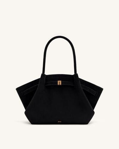 Hana Medium Faux Suede Tote Bag - Black - JW PEI - Modalova