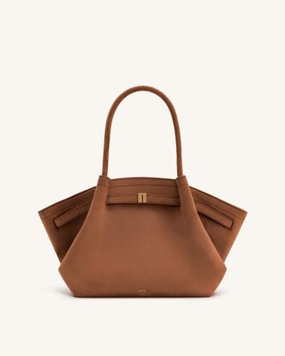 Hana Medium Faux Suede Tote Bag - Brown - JW PEI - Modalova