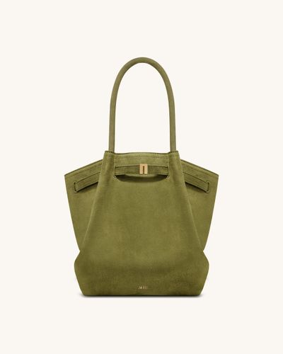 Hana Column Faux Suede Tote Bag - Olive Green - JW PEI - Modalova
