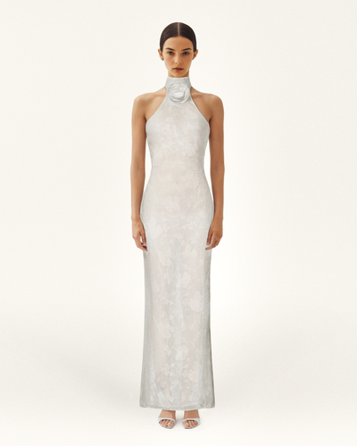 Uliana White Floral Lace Halterneck Maxi Dress - White - JW PEI - Modalova