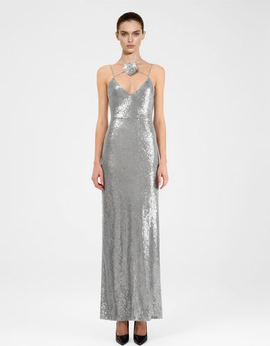 Heisey Silver Sequinned Rosette Maxi Dress - Silver - JW PEI - Modalova