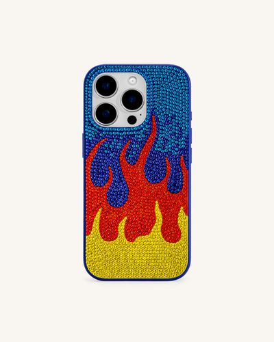 Flame Pattern Phone Case - Multicolor Blue - JW PEI - Modalova