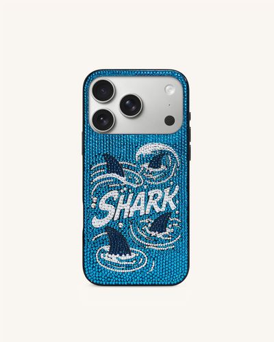 Shark Blue Artificial Crystal Phone Case - Blue - JW PEI - Modalova