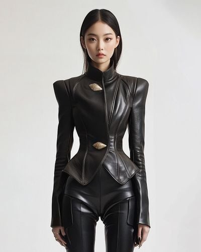 Autumn Metallic Conch PU Jacket - Black - JW PEI - Modalova