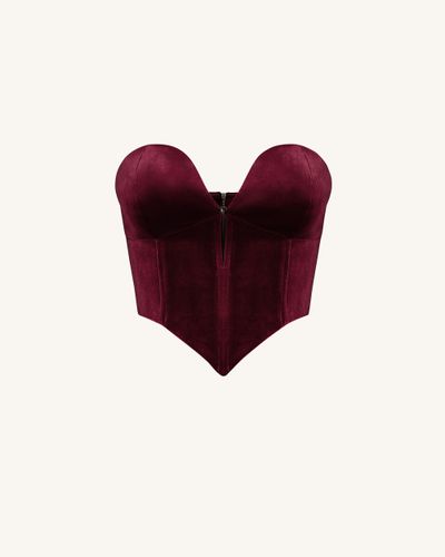 Anna Low-cut Velvet Corset Top - Claret - JW PEI - Modalova