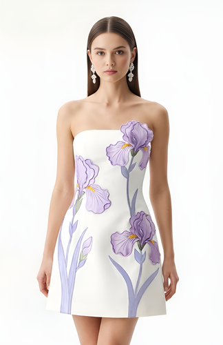 Iris Floral Print Strapless Dress - White - JW PEI - Modalova