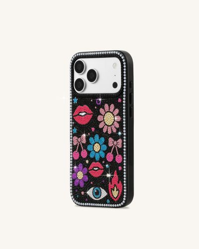 Retro Icon Artificial Crystal Phone Case - Black - JW PEI - Modalova