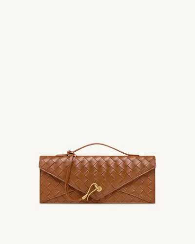 Celeste Woven Textured Envelope Top Handle Bag - Brown - JW PEI - Modalova