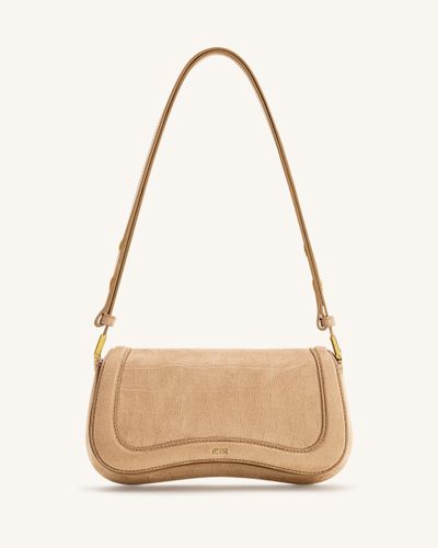 Joy Croc-Embossed Faux Suede Shoulder Bag - Beige - JW PEI - Modalova