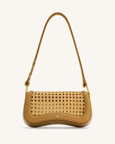 Joy Faux Bamboo Woven Shoulder Bag - Brown - JW PEI - Modalova