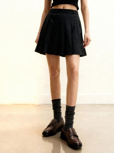 Satin Pleated Mini Skirt - Black - JW PEI - Modalova