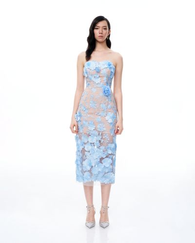 Evander 3D Floral Embroidered Maxi Dress - Blue - JW PEI - Modalova