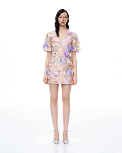 Evangeline 3D V-Neck Floral Embroidered Dress - Pastel Multi - JW PEI - Modalova