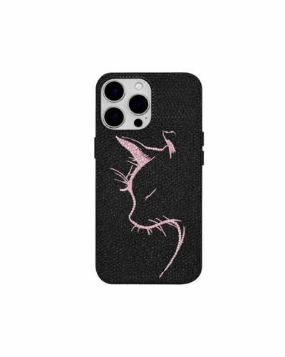 Artificial Crystal Cat Outline Phone Case – Black - JW PEI - Modalova