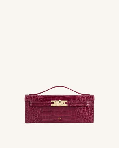 Bria Structured Top Handle Bag - Burgundy Croc - JW PEI - Modalova