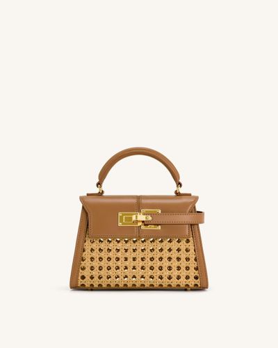 Elise Faux Bamboo Woven Top Handle Bag - Brown - JW PEI - Modalova