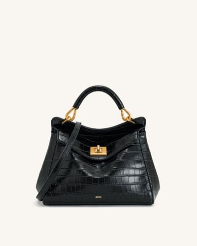 Lucia Classic Top Handbag - Black Croc - JW PEI - Modalova