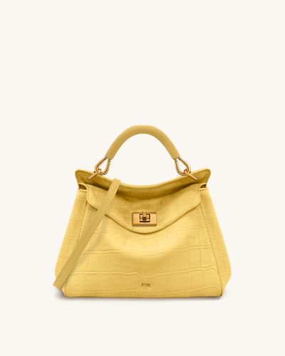 Lucia Classic Croc-Embossed Faux Suede Top Handle Bag - Yellow - JW PEI - Modalova