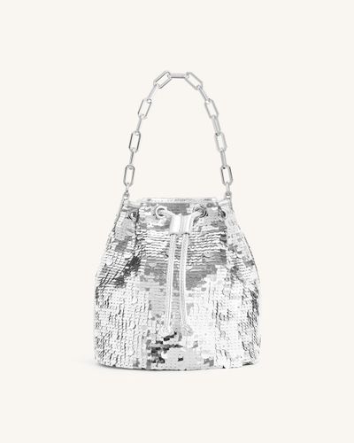 Yulia Metallic Sequin Bucket Bag - Silver - JW PEI - Modalova