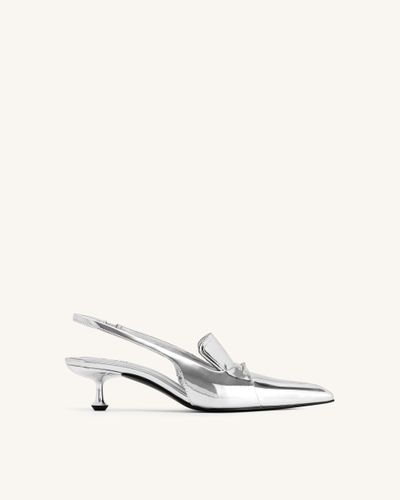 Carla Metallic Kitten Heel Pumps - Silver - JW PEI - Modalova