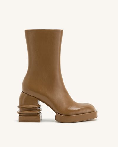 Saylor Round Toe Platform Ankle Boots - Brown - JW PEI - Modalova