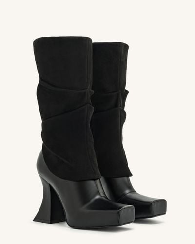 Reyna Square Toe Platform Knit Boots - Black - JW PEI - Modalova