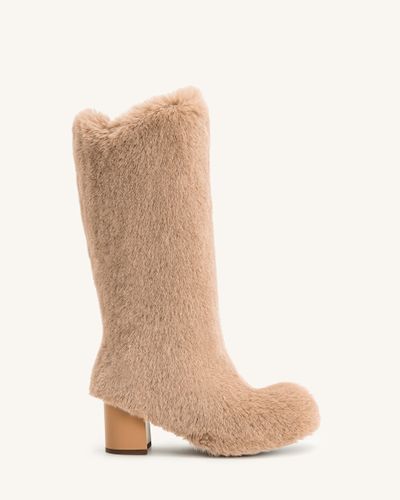Isabella Slouchy Faux Fur Boots - Beige - JW PEI - Modalova