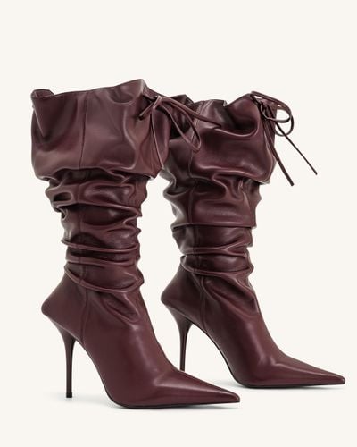 Olivia Leather High Heel Boots - Burgundy - JW PEI - Modalova