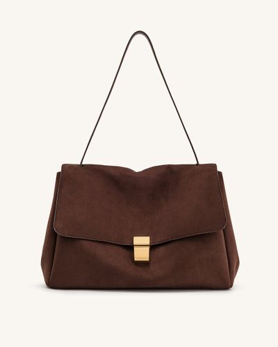 Hilary Faux Suede Shoulder Bag - Dark Brown - JW PEI - Modalova