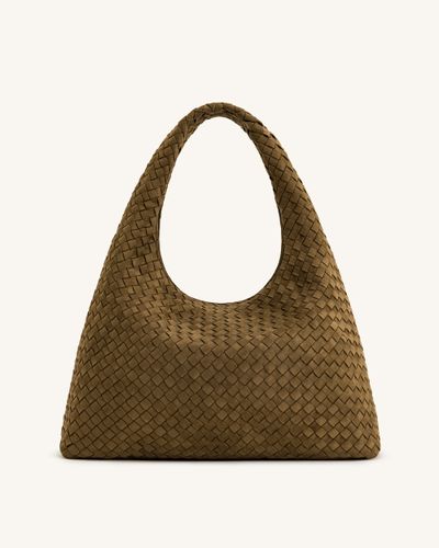 Iaura Faux Suede Woven Shoulder Bag - Olive Green - JW PEI - Modalova