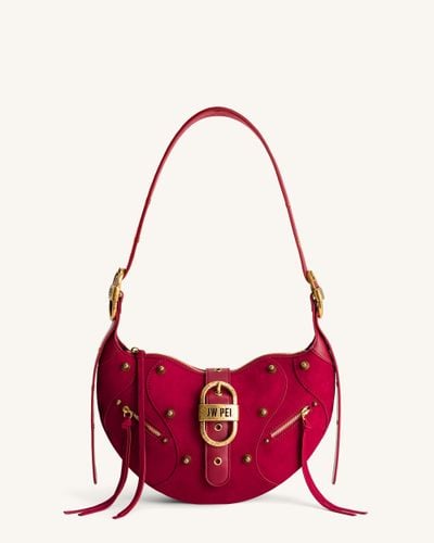 Tessa Suede Shoulder Bag - Deep Magenta - JW PEI - Modalova